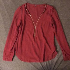 Sheer burgundy blouse